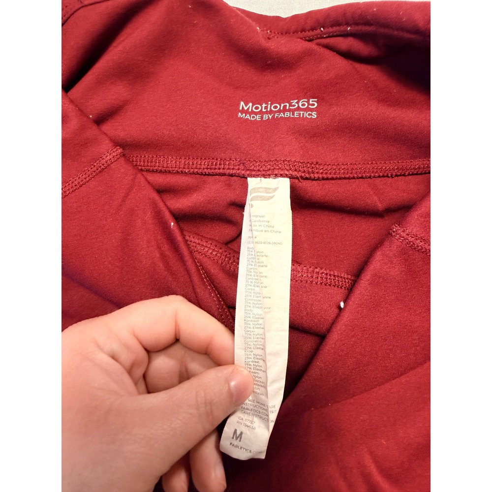 Fabletics Motion365 Leggings Burgundy Red Pink Ankle Zip Pockets Womens‎ Medium - Picture 4 of 7